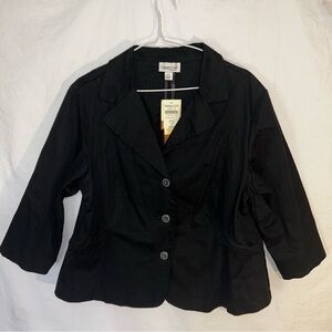 Coldwater Creek Women's Black Blazer Jacket - Size PXL Cotton Stretch NWT